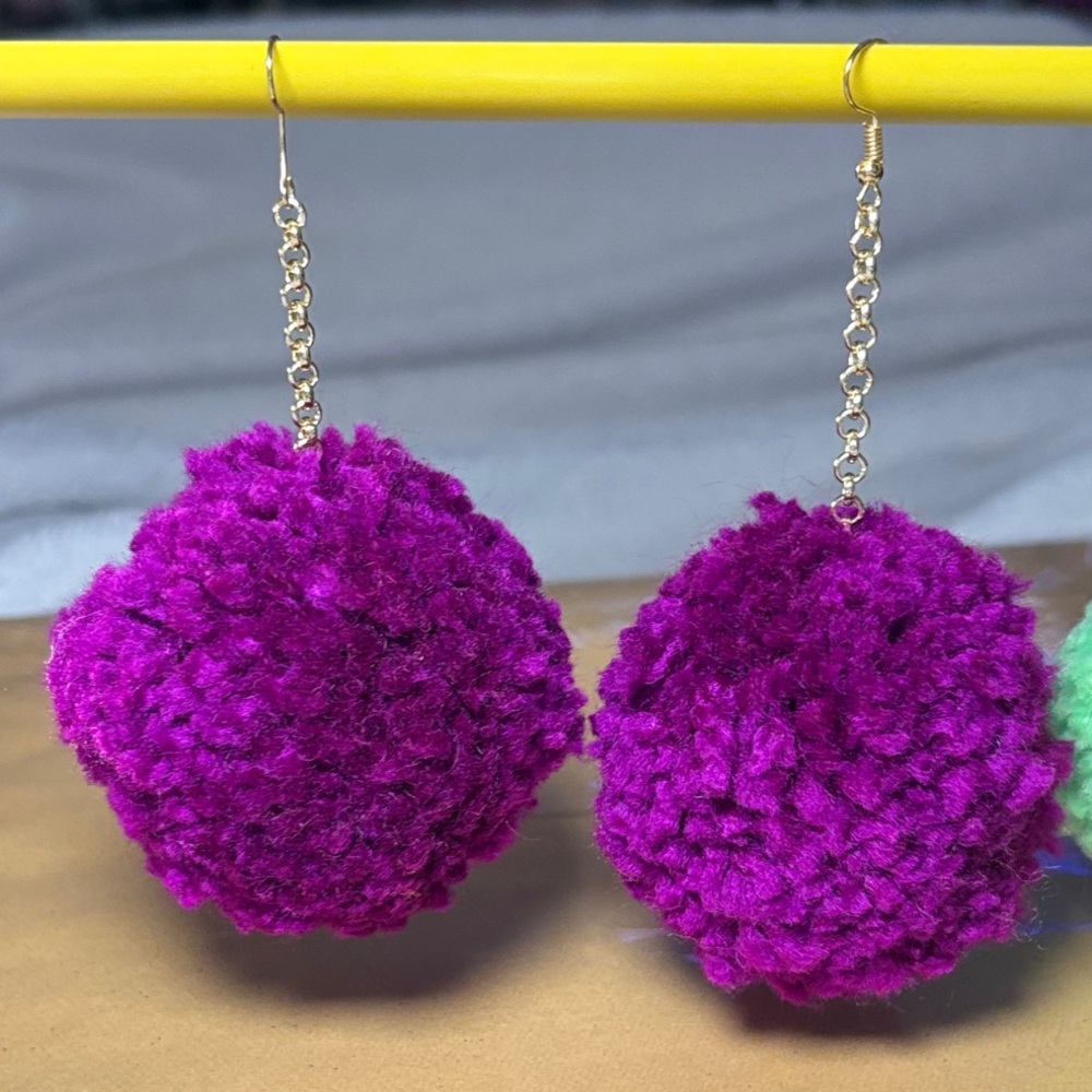 Chic Western Pom Pom Earrings 3 colors available